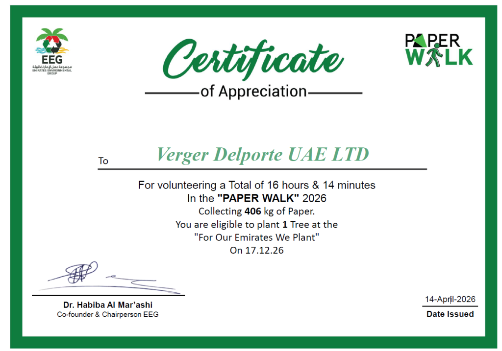 Paper Walk Relay PAPER WALK CAMPAIGN (APRIL 14, 2026) – Verger Delporte UAE Limited ...
